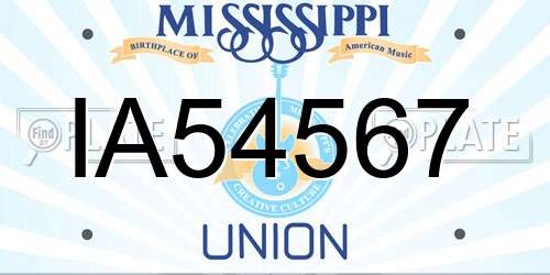 IA54567 Mississippi License Plate