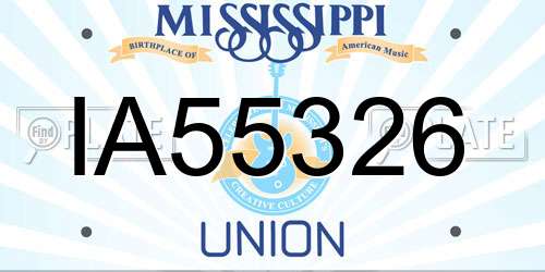 IA55326 Mississippi License Plate