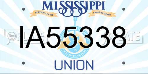 IA55338 Mississippi License Plate