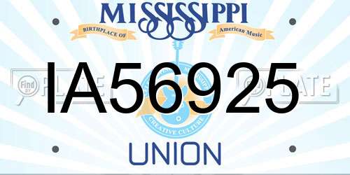 IA56925 Mississippi License Plate