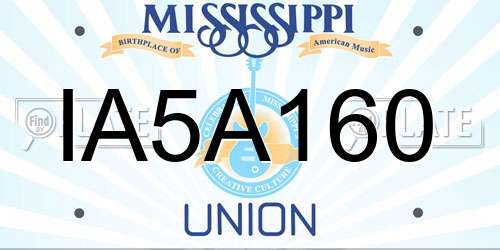 IA5A160 Mississippi License Plate
