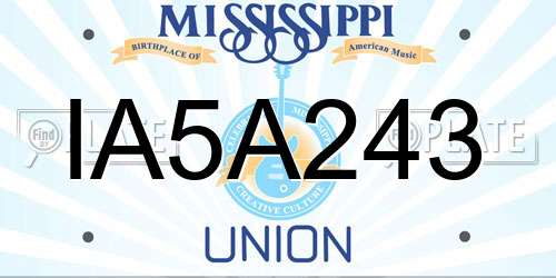 IA5A243 Mississippi License Plate