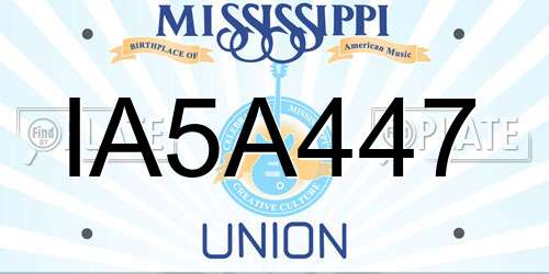 IA5A447 Mississippi License Plate