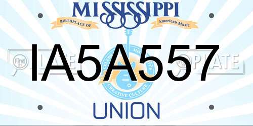 IA5A557 Mississippi License Plate