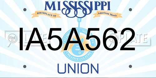 IA5A562 Mississippi License Plate