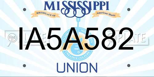 IA5A582 Mississippi License Plate