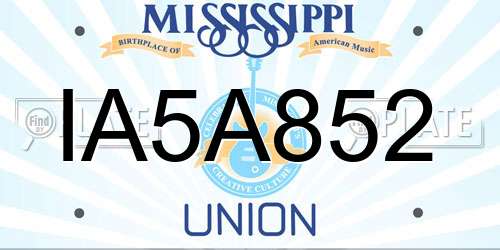 IA5A852 Mississippi License Plate