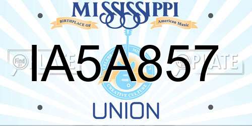 IA5A857 Mississippi License Plate