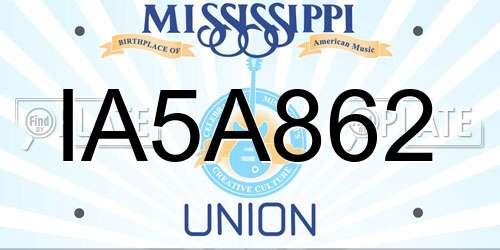 IA5A862 Mississippi License Plate