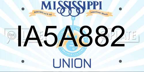 IA5A882 Mississippi License Plate