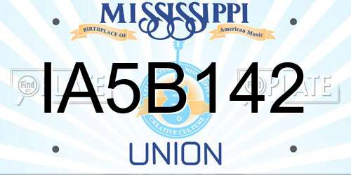 IA5B142 Mississippi License Plate