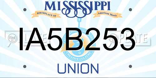 IA5B253 Mississippi License Plate