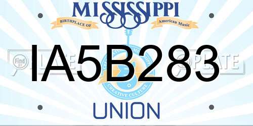 IA5B283 Mississippi License Plate