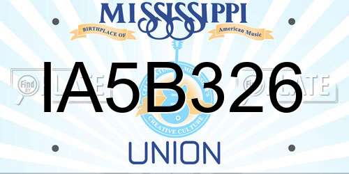 IA5B326 Mississippi License Plate