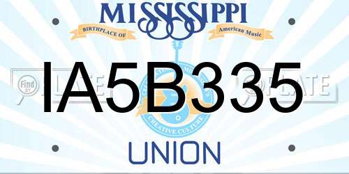 IA5B335 Mississippi License Plate