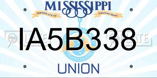IA5B338 Mississippi License Plate