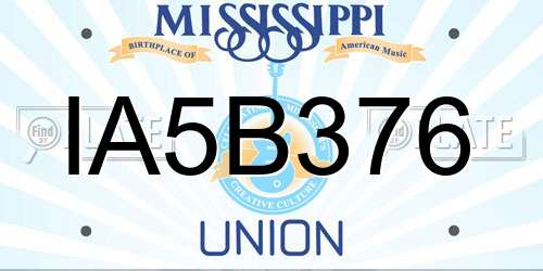 IA5B376 Mississippi License Plate