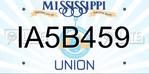 IA5B459 Mississippi License Plate
