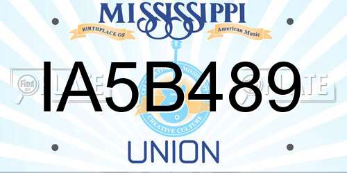 IA5B489 Mississippi License Plate