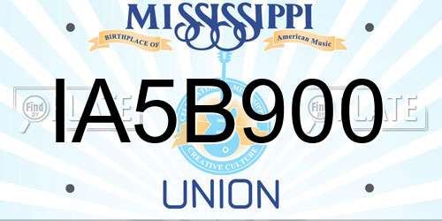 IA5B900 Mississippi License Plate