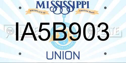 IA5B903 Mississippi License Plate
