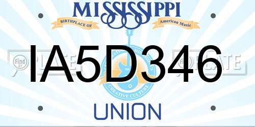 IA5D346 Mississippi License Plate