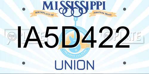 IA5D422 Mississippi License Plate