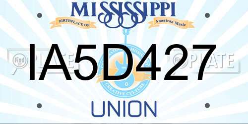 IA5D427 Mississippi License Plate