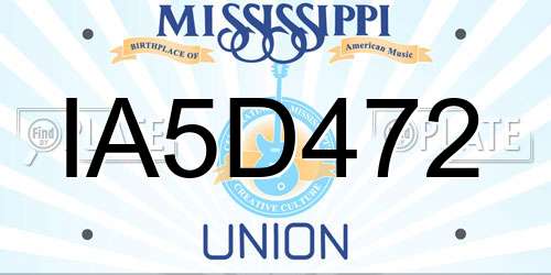 IA5D472 Mississippi License Plate