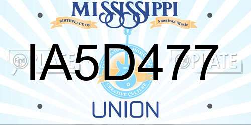 IA5D477 Mississippi License Plate