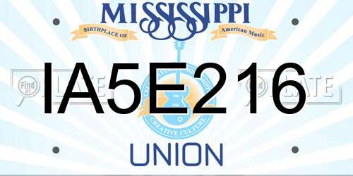 IA5E216 Mississippi License Plate
