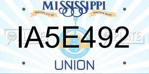 IA5E492 Mississippi License Plate