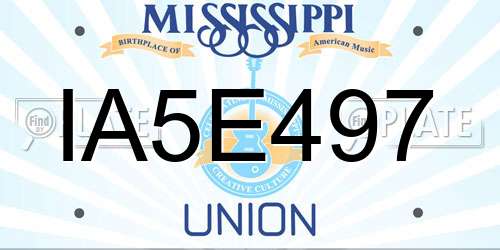 IA5E497 Mississippi License Plate