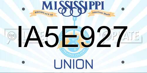 IA5E927 Mississippi License Plate