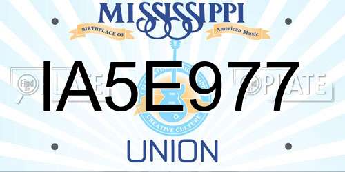 IA5E977 Mississippi License Plate