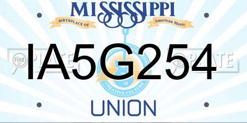 IA5G254 Mississippi License Plate