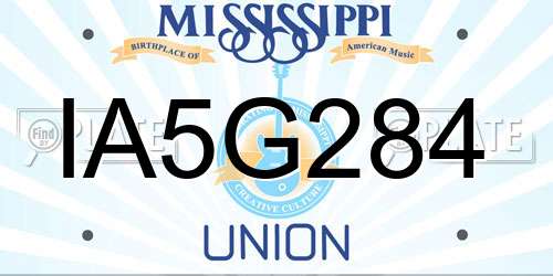 IA5G284 Mississippi License Plate