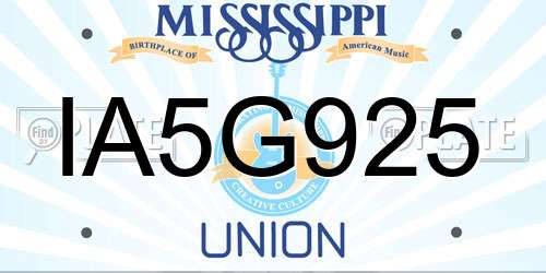 IA5G925 Mississippi License Plate