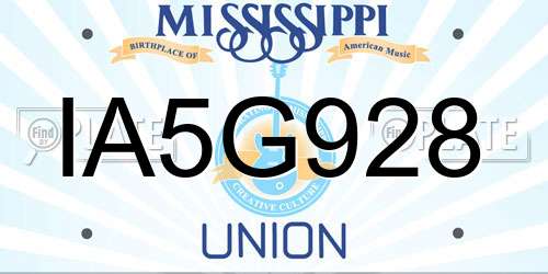 IA5G928 Mississippi License Plate