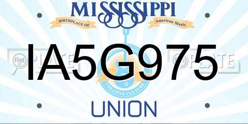 IA5G975 Mississippi License Plate