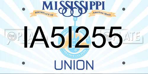 IA5I255 Mississippi License Plate