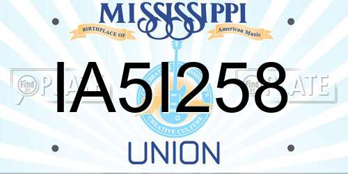 IA5I258 Mississippi License Plate