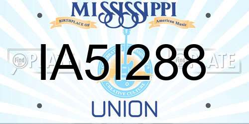 IA5I288 Mississippi License Plate