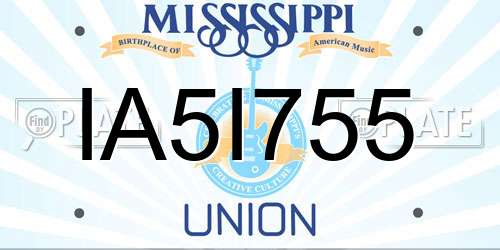 IA5I755 Mississippi License Plate