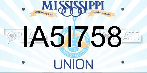 IA5I758 Mississippi License Plate