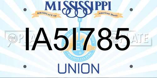 IA5I785 Mississippi License Plate