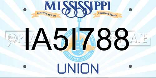 IA5I788 Mississippi License Plate