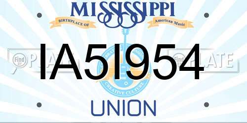 IA5I954 Mississippi License Plate