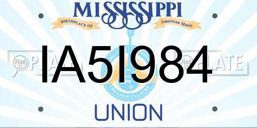 IA5I984 Mississippi License Plate