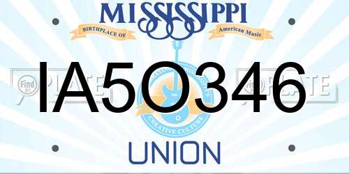 IA5O346 Mississippi License Plate